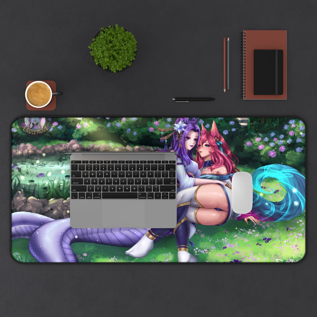 League Of Legends Cassiopeia And Ahri Sexy Mousepad - Large XXL Gaming Desk Mat - Lol Desk Pad