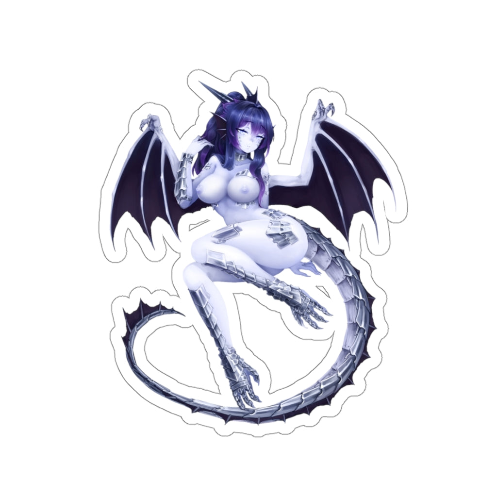 Dungeons and Dragons Nude Female Anthro Silver Dragon Waterproof Sticker -  Ecchi Vinyl Decal