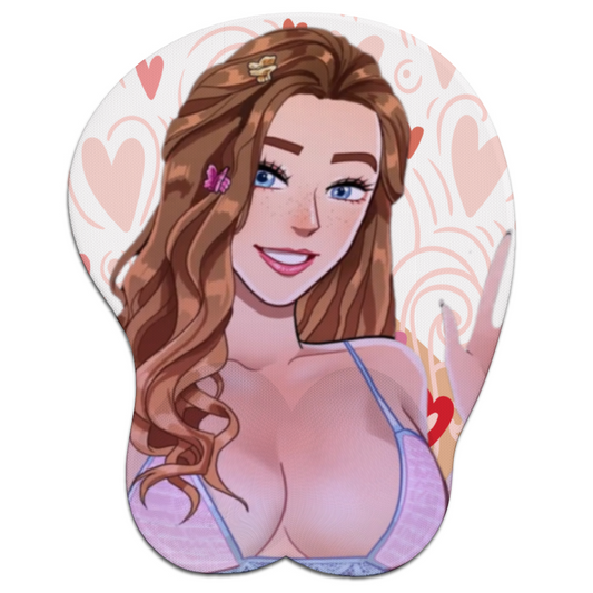 TheNicoleT Oppai Mousepad with Silicone Wrist Support - Hearts