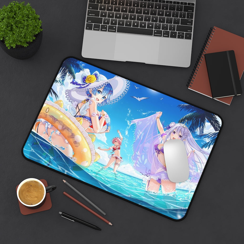 Re Zero Sexy Mousepad - Beach Waifus Desk Mat - Ecchi Playmat