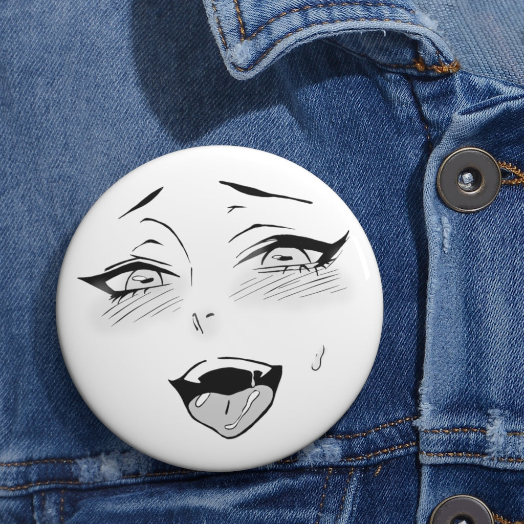 Ahegao Face Pin Button - Ecchi Anime Pin
