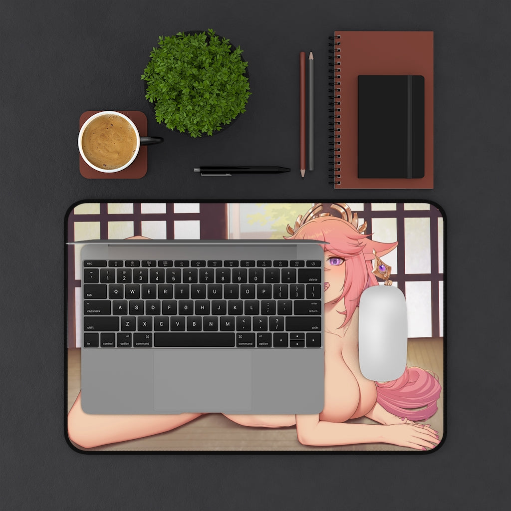 Nude Yoga Yae Miko Noelle Genshin Impact Desk Mat - Non Slip Mousepad