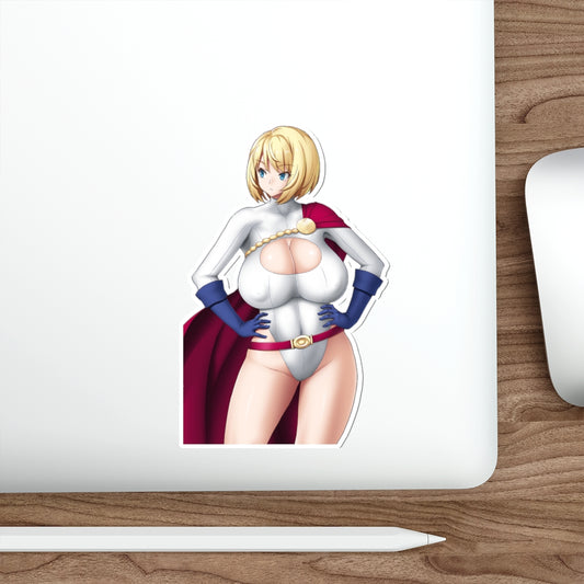 Big Boobs Power Girl Waterproof Sticker - Ecchi Vinyl Decal