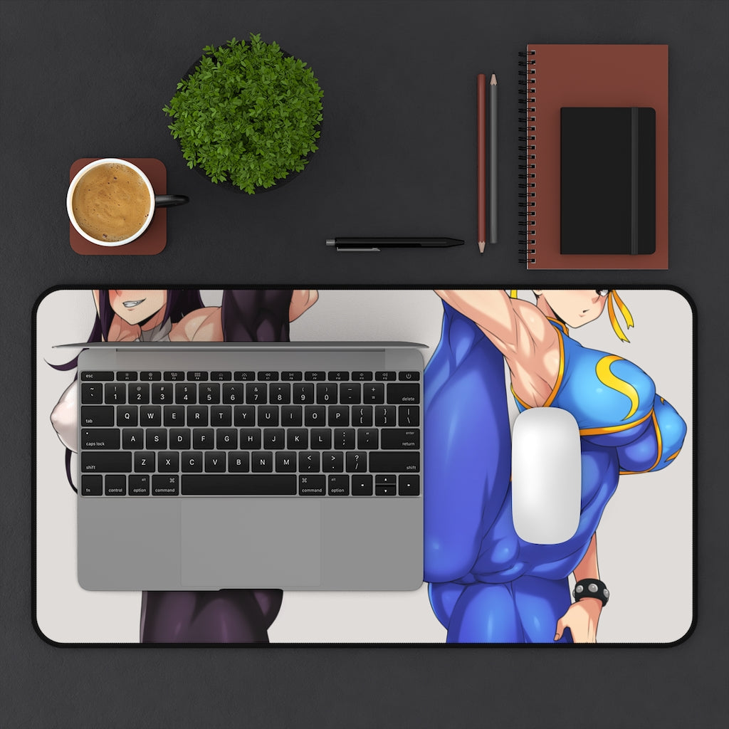 Street Fighter Sexy Mousepad - Juri And Chun Li Large XXL Gaming Desk Mat - Ecchi Playmat