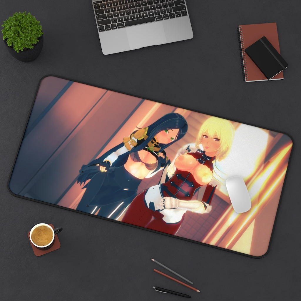 Solo Leveling Big Boobs Cha Hae In and Hee Jin Desk Mat - Lewd Mousepad - Sexy Anime Girls Playmat