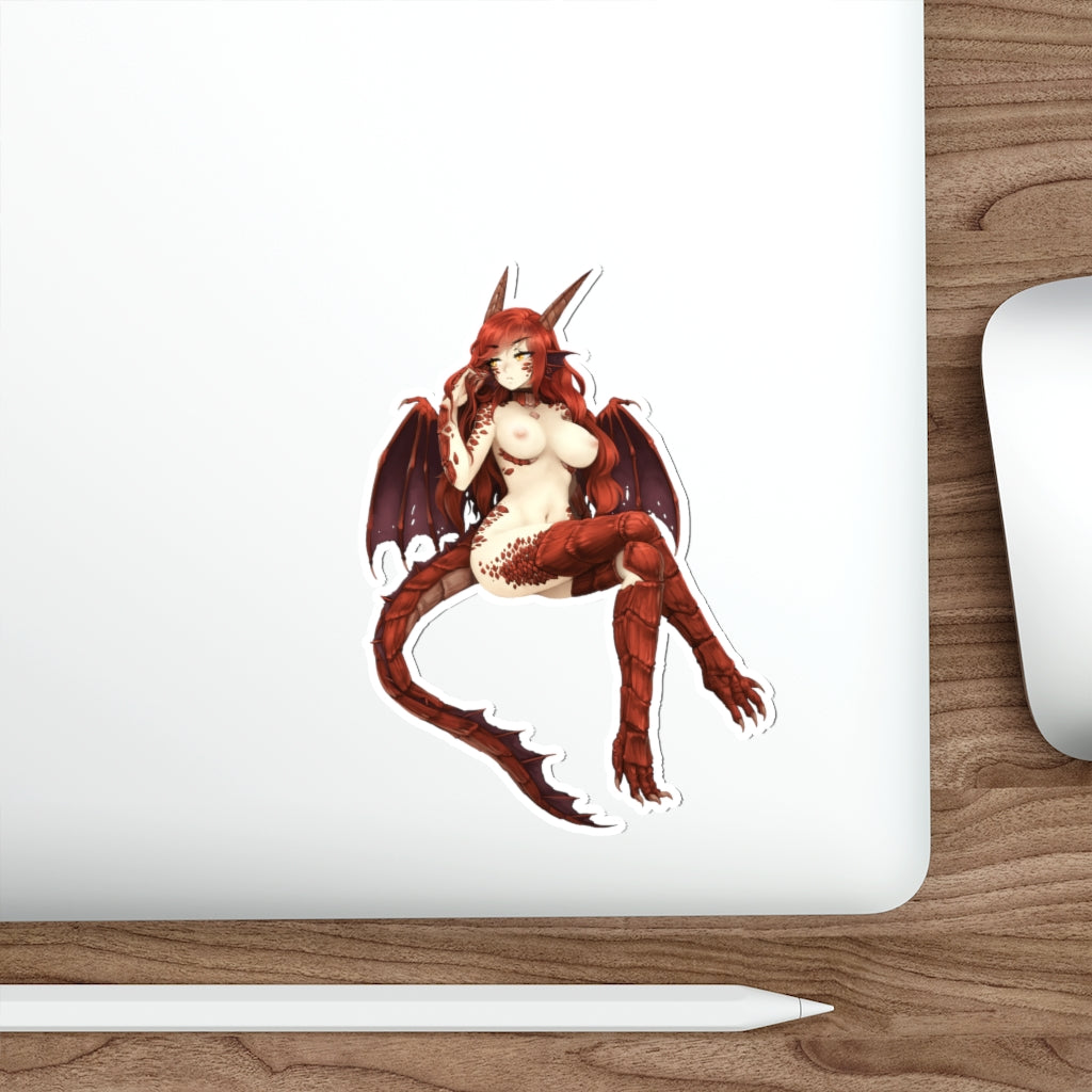 Dungeons and Dragons Nude Female Anthro Red Dragon Waterproof Sticker -  Ecchi Vinyl Decal