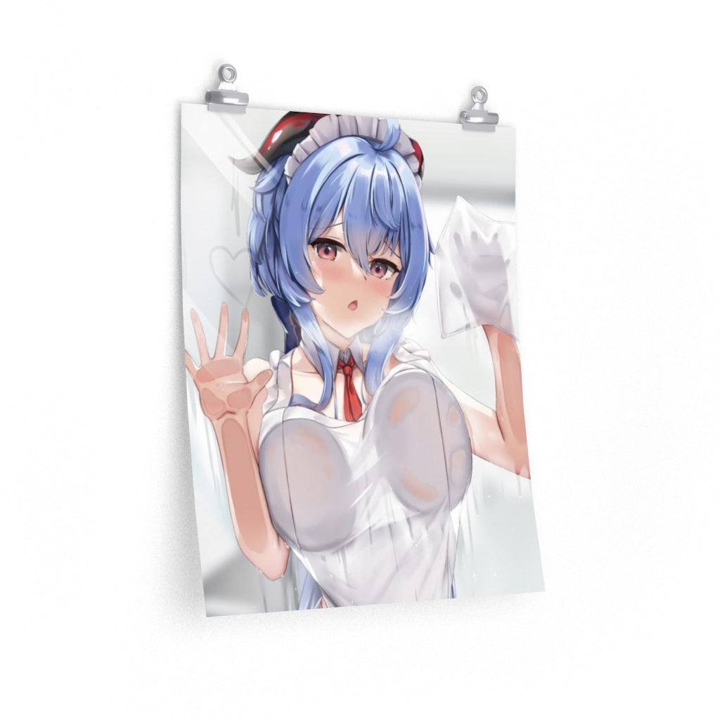 Sexy Maid Ganyu Genshin Impact Boobs Press Poster - Lewd Premium Matte Vertical Poster - Adult Wall Art