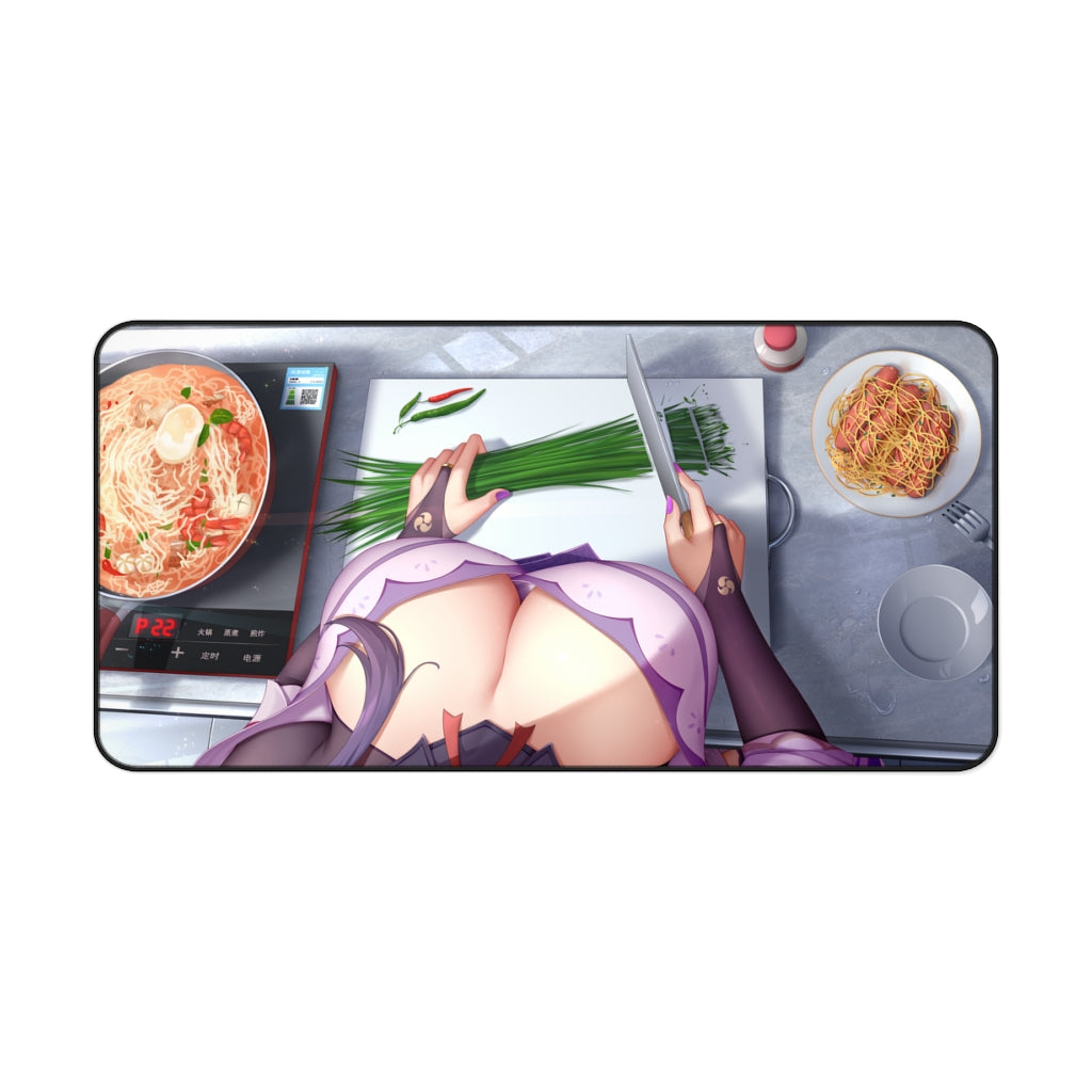 Raiden Shogun Big Boobs Housewife Genshin Impact Desk Mat - Non Slip Mousepad