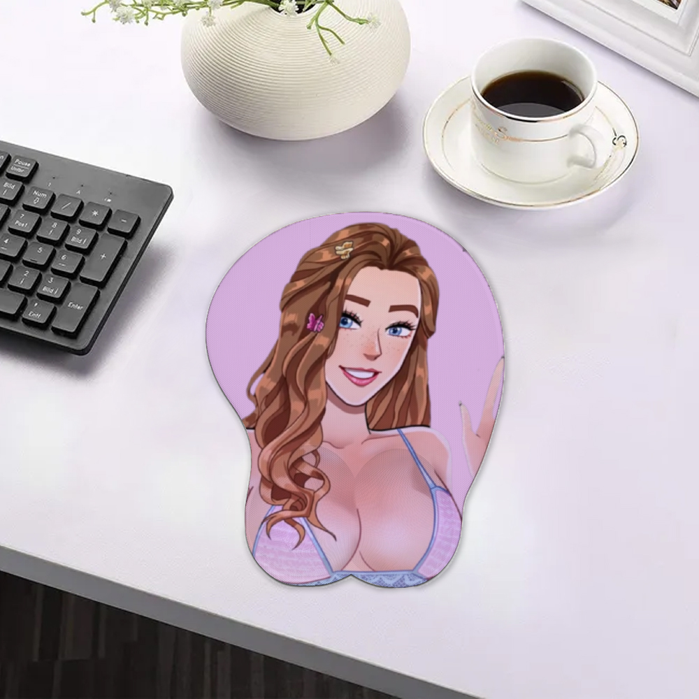 TheNicoleT Oppai Mousepad with Silicone Wrist Support - Purple