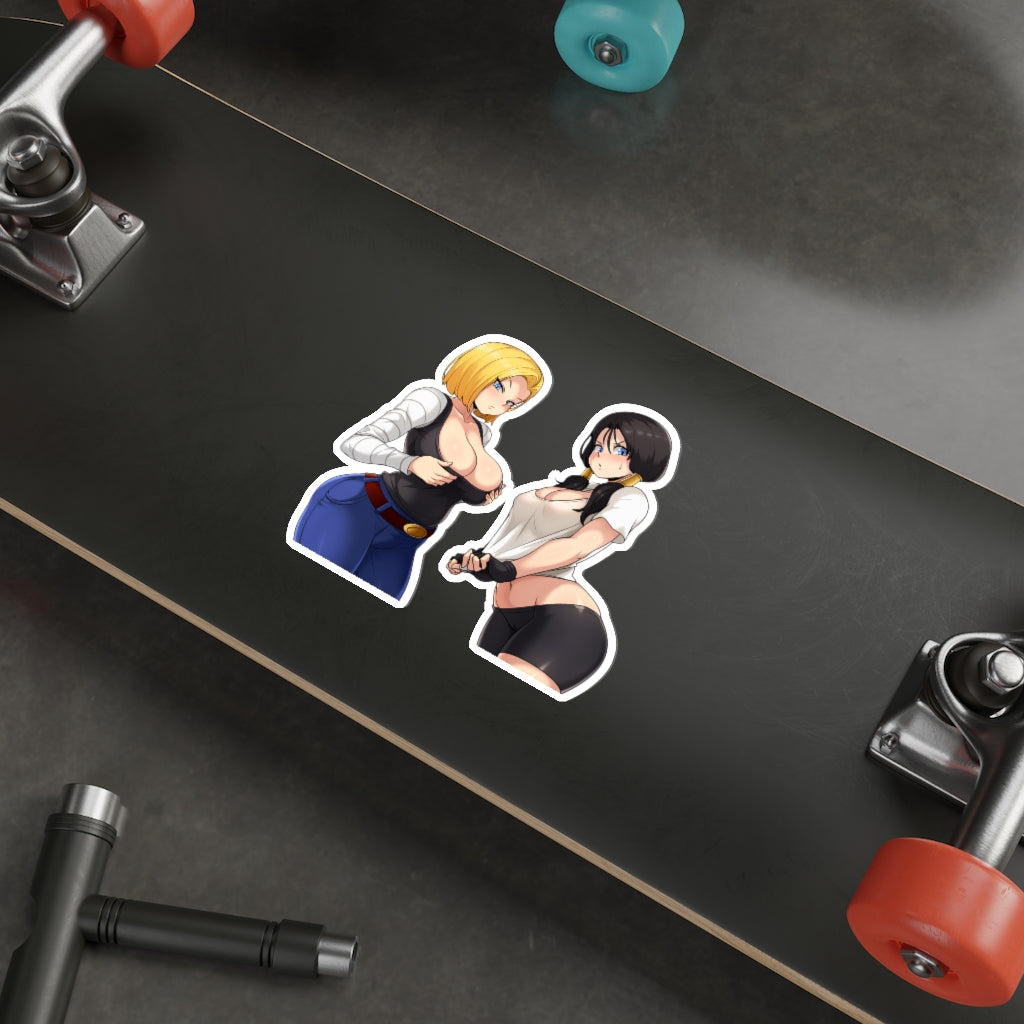 Dragon Ball Z Ecchi Waterproof Sticker - Thicc Baddies Android 18 and Videl Vinyl Anime Decal