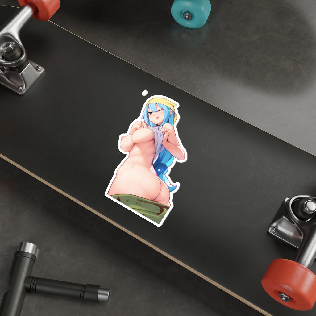 Undressing Konosuba Aqua Waterproof Sticker - Ecchi Vinyl Decal