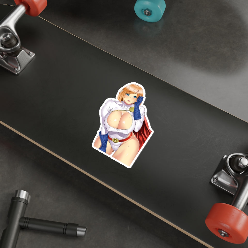 Busty Power Girl Waterproof Sticker - Ecchi Vinyl Decal