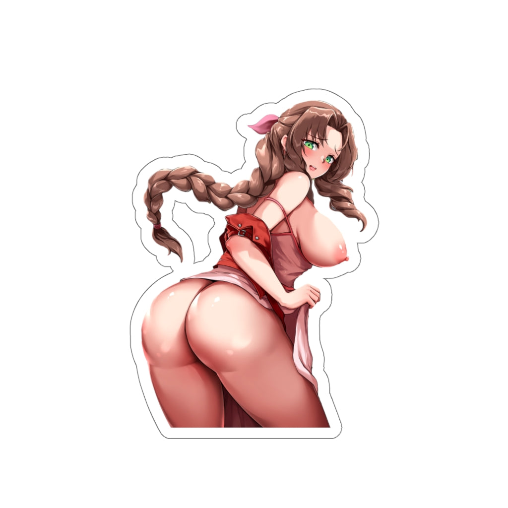 Final Fantasy 7 Waterproof Sticker - Aerith Big Butt Ecchi Vinyl Anime Car Decal - FF7 Erotic Sticker