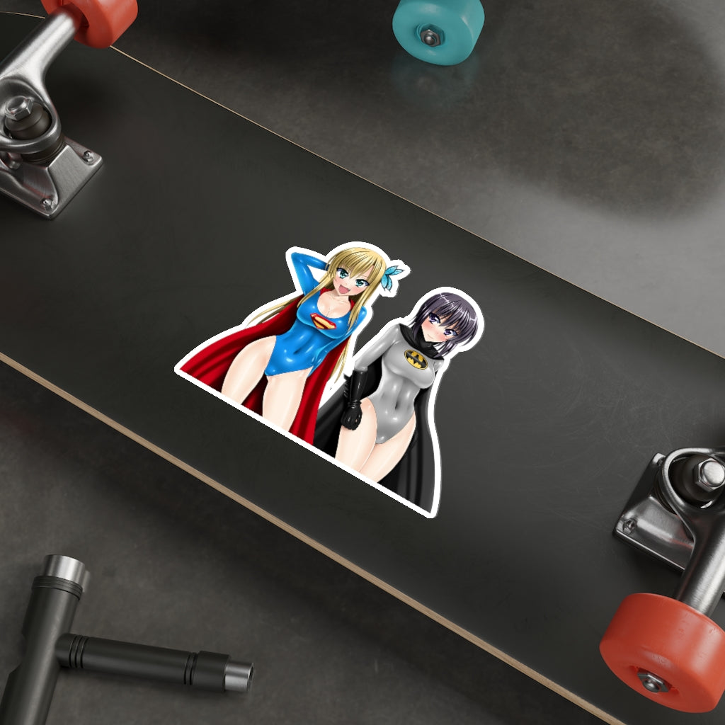 Super and Bat Waifus Waterproof Sticker - Ecchi Vinyl Decal