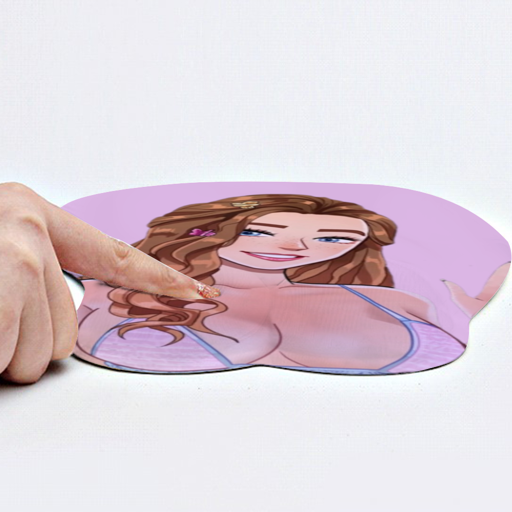 TheNicoleT Oppai Mousepad with Silicone Wrist Support - Purple