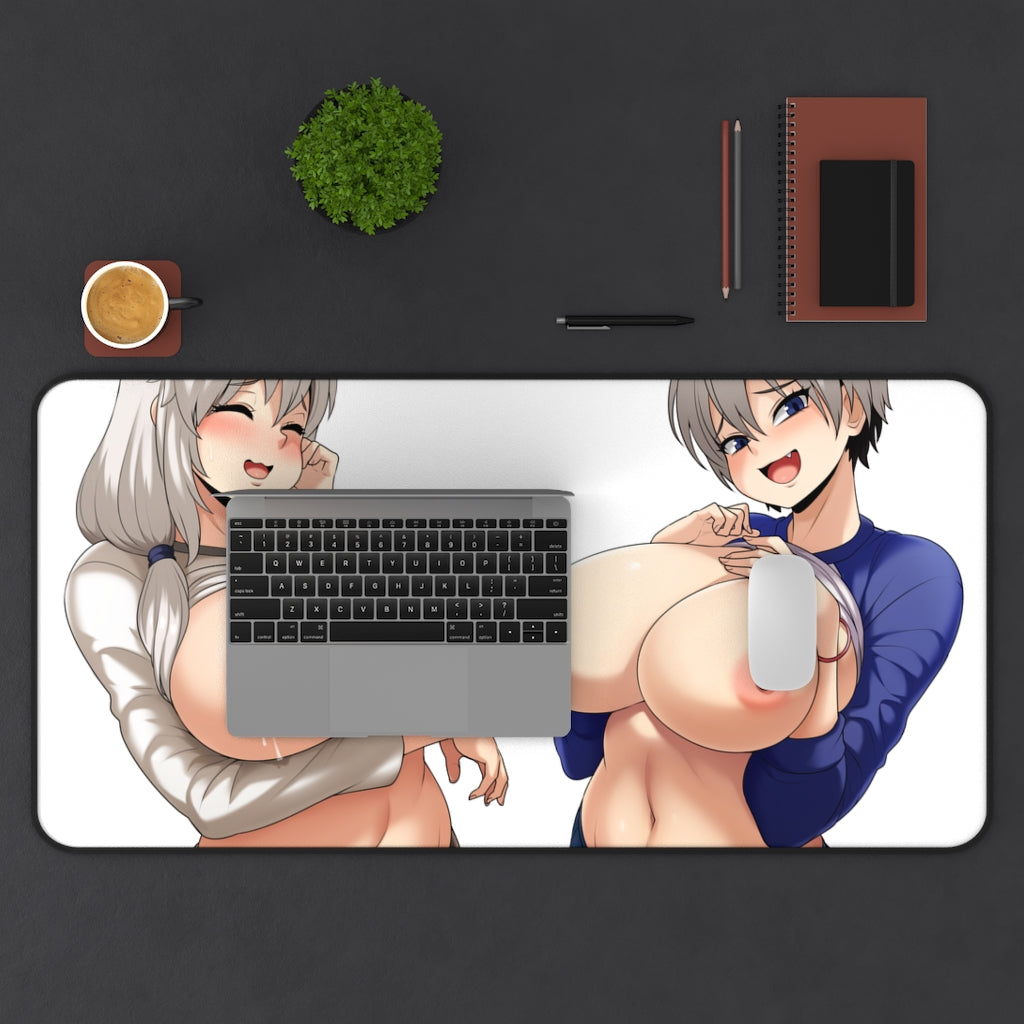 Uzaki-Chan Nude Boobs Mousepad - Oppai Tsuki And Hana Large Ecchi Desk Mat - Anime Mouse Pad - Sexy Playmat - Uzaki-chan wants to hang out