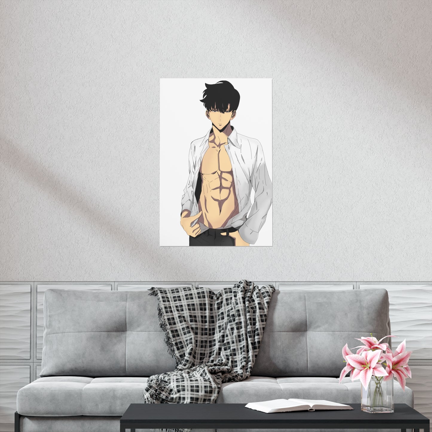 Affiche de mise à niveau solo du beau mannequin Sung Jinwoo - Affiche verticale mate de qualité supérieure - Décoration murale Anime Manhwa de Sung Jin Woo