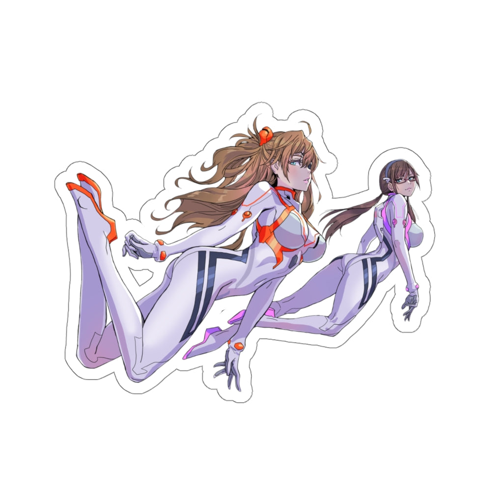 Evangelion Waterproof Sticker - Asuka and Mari Pilot Suits Lingerie Vinyl Anime Car Decal