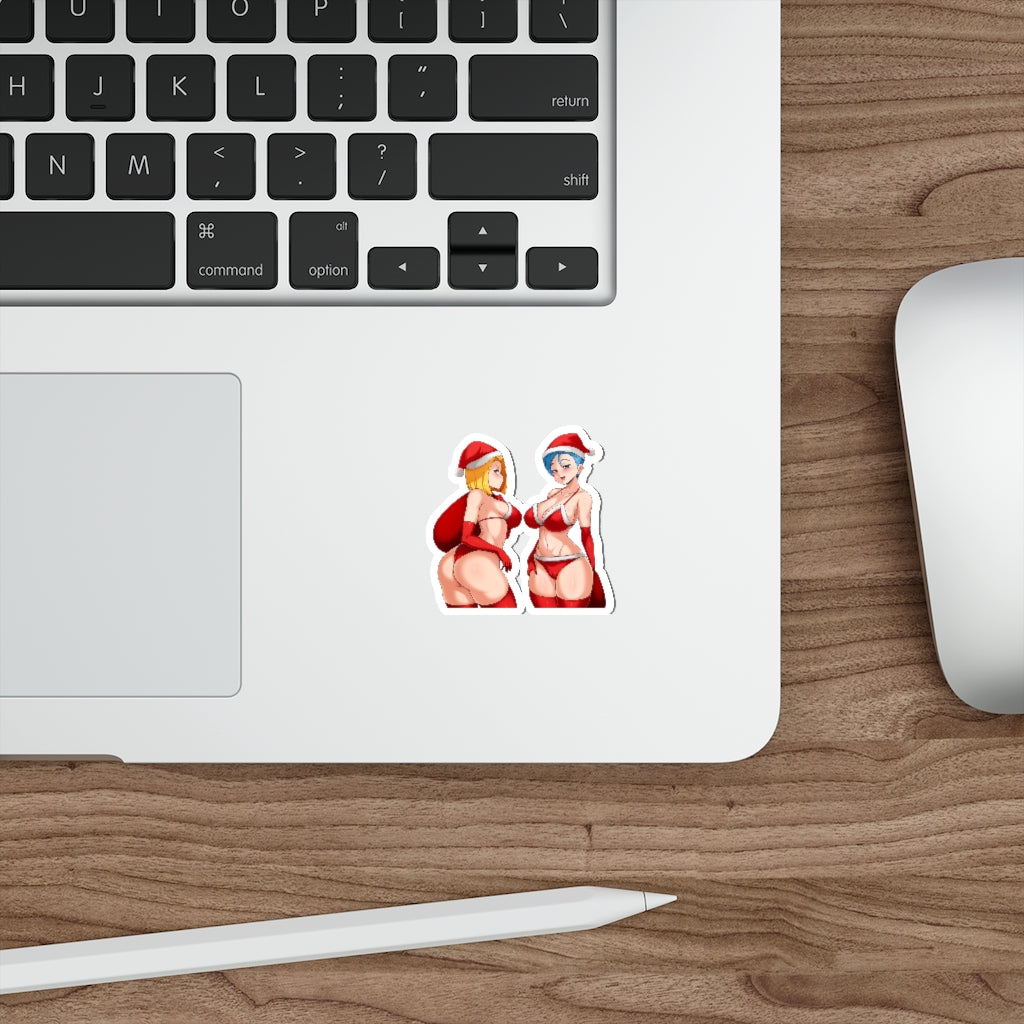 Dragon Ball Z Christmas Waterproof Sticker - Sexy Santa Android 18 and Bulma Ecchi Vinyl Anime Car Decal