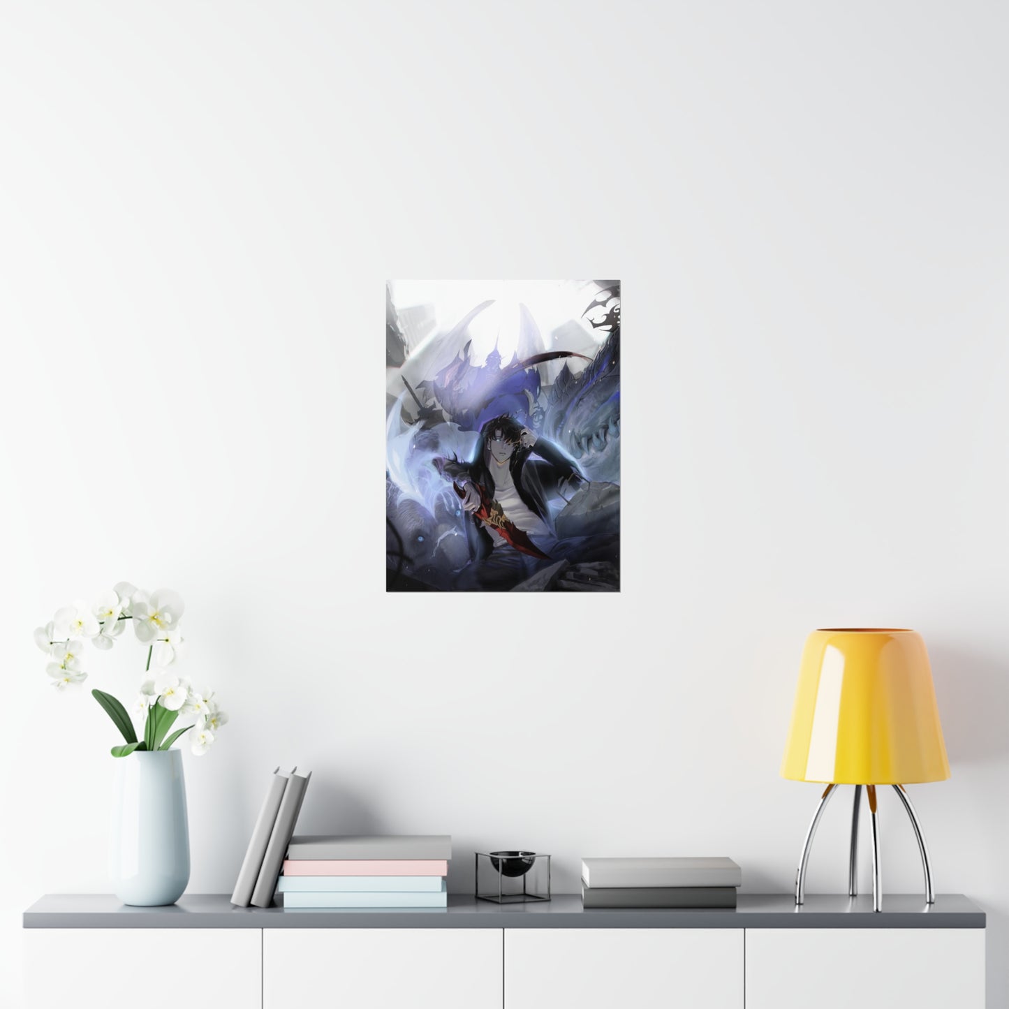 Solo Leveling Poster - Premium Matte Vertical Poster - Solo Leveling Anime Tank Kaisel Billion and Sung Jin-woo Wall Art Decor