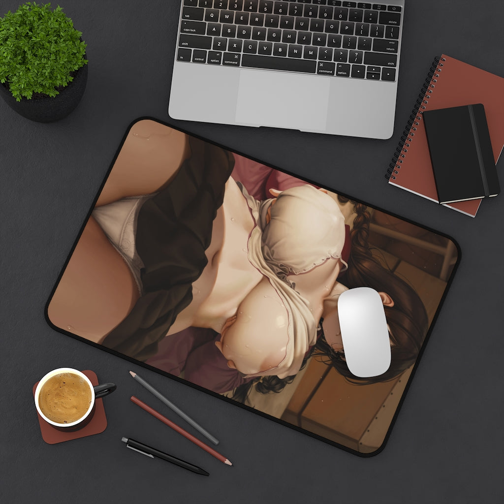 Monogatari Series Ecchi Mousepad - Huge Boobs Tsubasa Hanekawa - Large Desk Mat - MTG Playmat