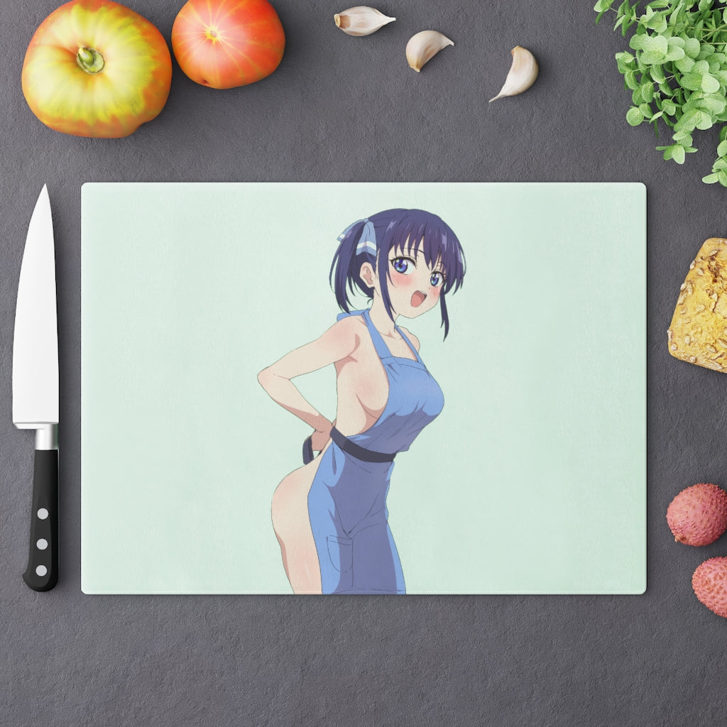 Glass Cutting Board - Charcuterie and Cheese Board - Sexy Apron Big Anime Boobs