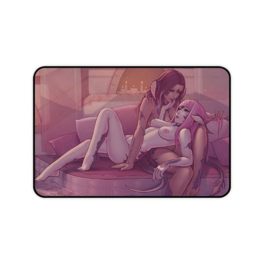 Sexy Nude Avatar Couple Final Fantasy 14 Desk Mat - Non Slip Mousepad