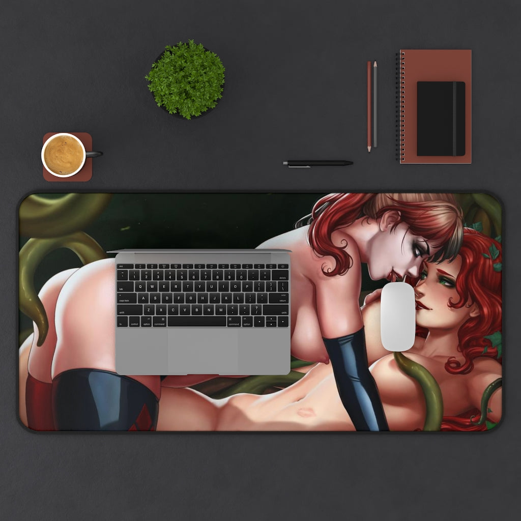 Hentai Tentacles Harley Quinn and Poison Ivy Desk Mat - Lewd Mousepad - Comic Book Girls Playmat