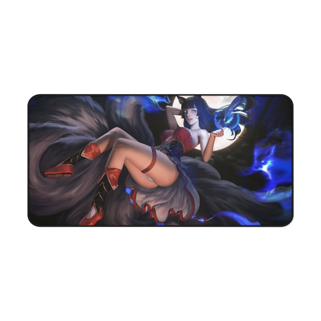 Sexy Nine Tailed Fox Ahri League of Legends Mousepad - Ecchi Desk Mat - LoL Kitsune Playmat