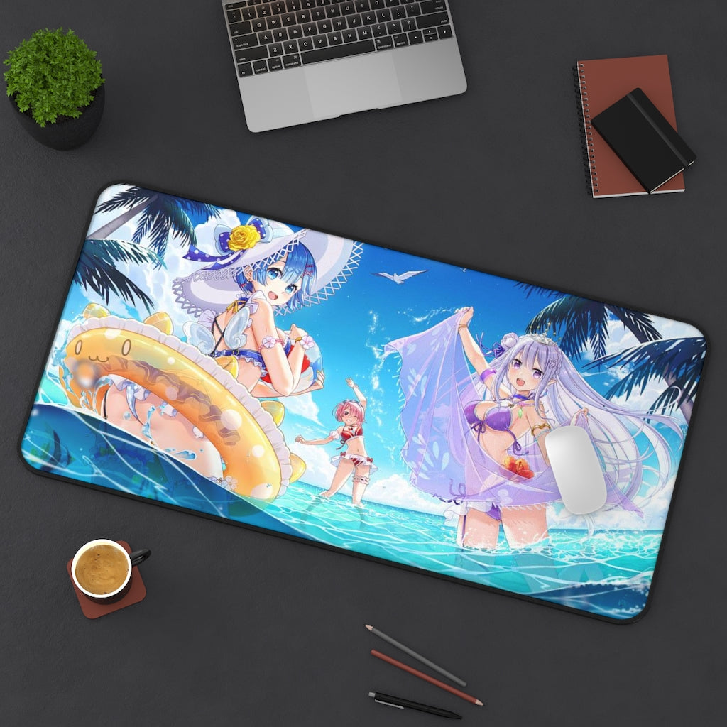 Re Zero Sexy Mousepad - Beach Waifus Desk Mat - Ecchi Playmat