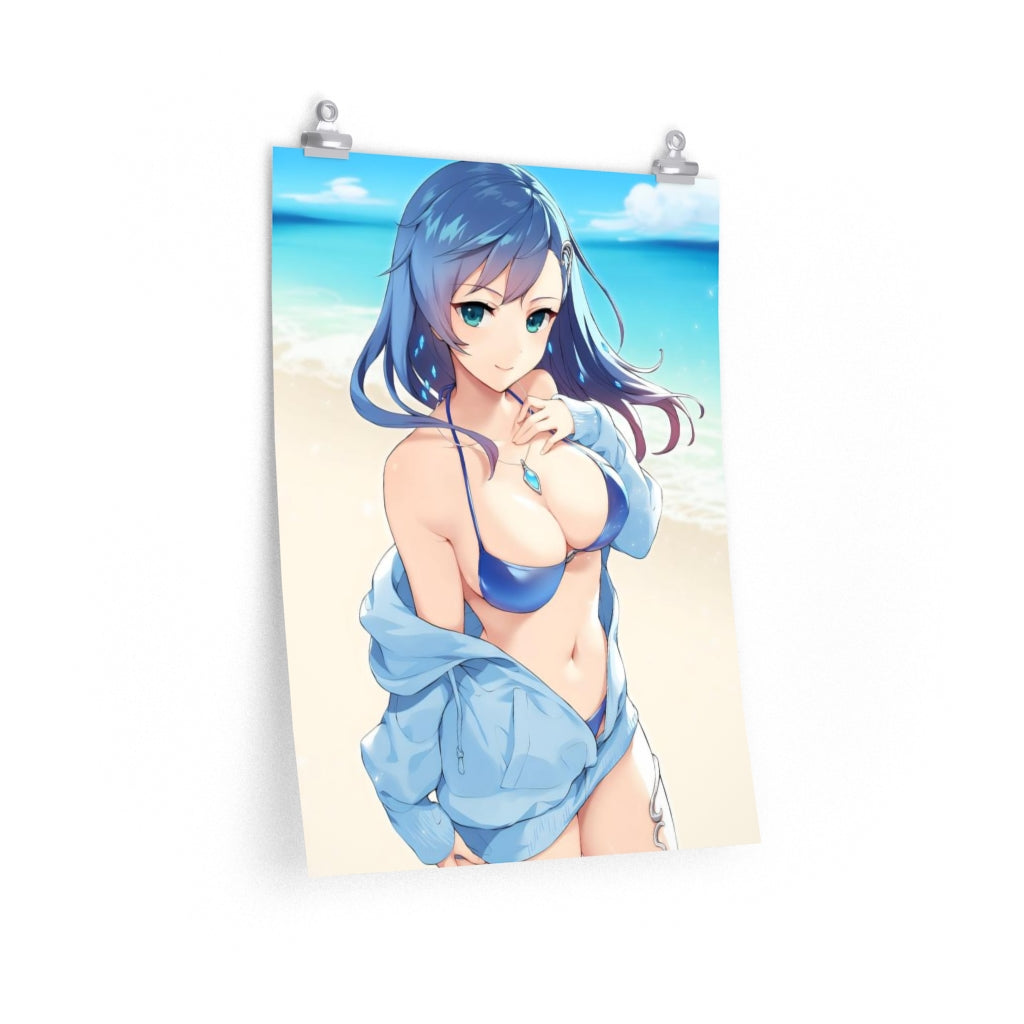 Affiche Ecchi de Maria Traydor en bikini avec étoile de mer - Affiche verticale mate de qualité supérieure obscène - Art mural pour adulte