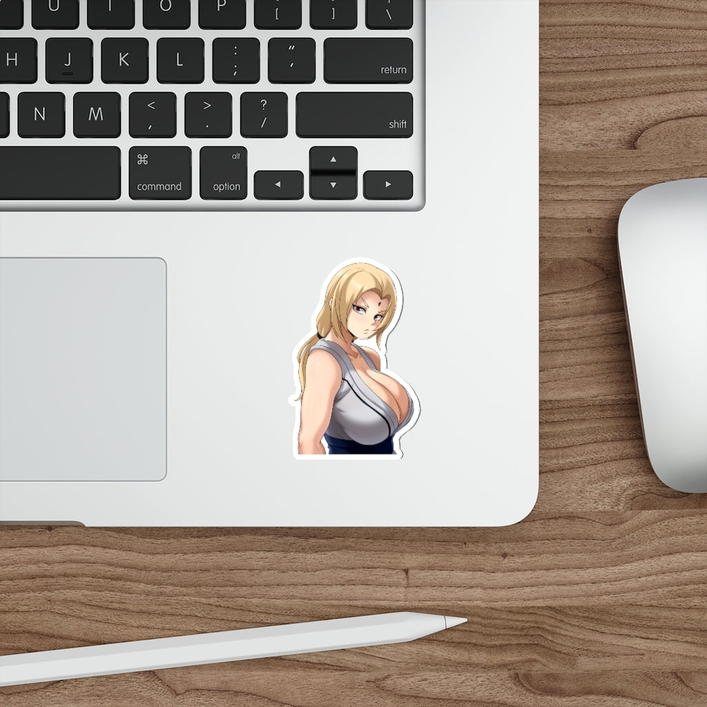 Busty Tsunade Naruto Peeker Waterproof Sticker - Ecchi Vinyl Decal