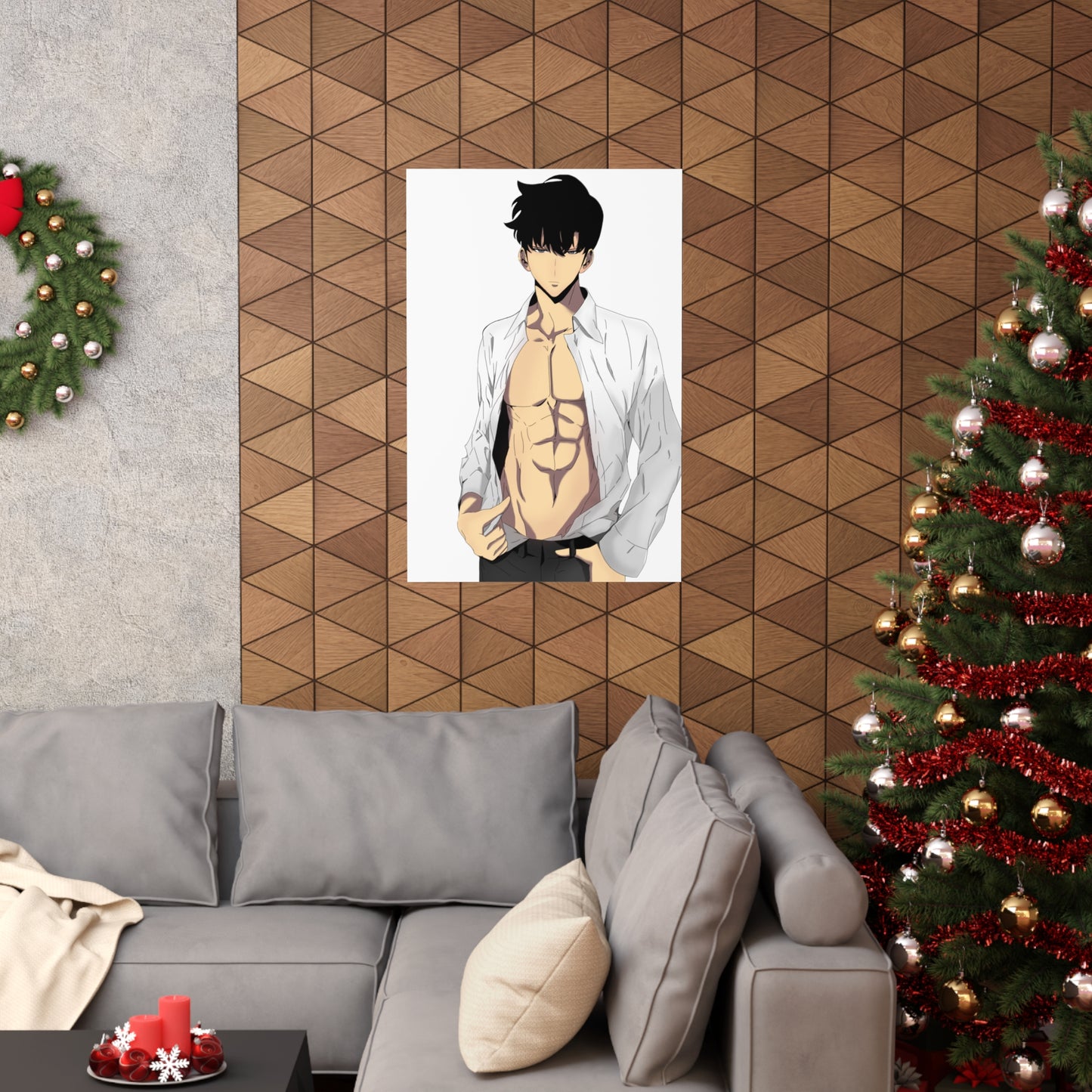 Affiche de mise à niveau solo du beau mannequin Sung Jinwoo - Affiche verticale mate de qualité supérieure - Décoration murale Anime Manhwa de Sung Jin Woo