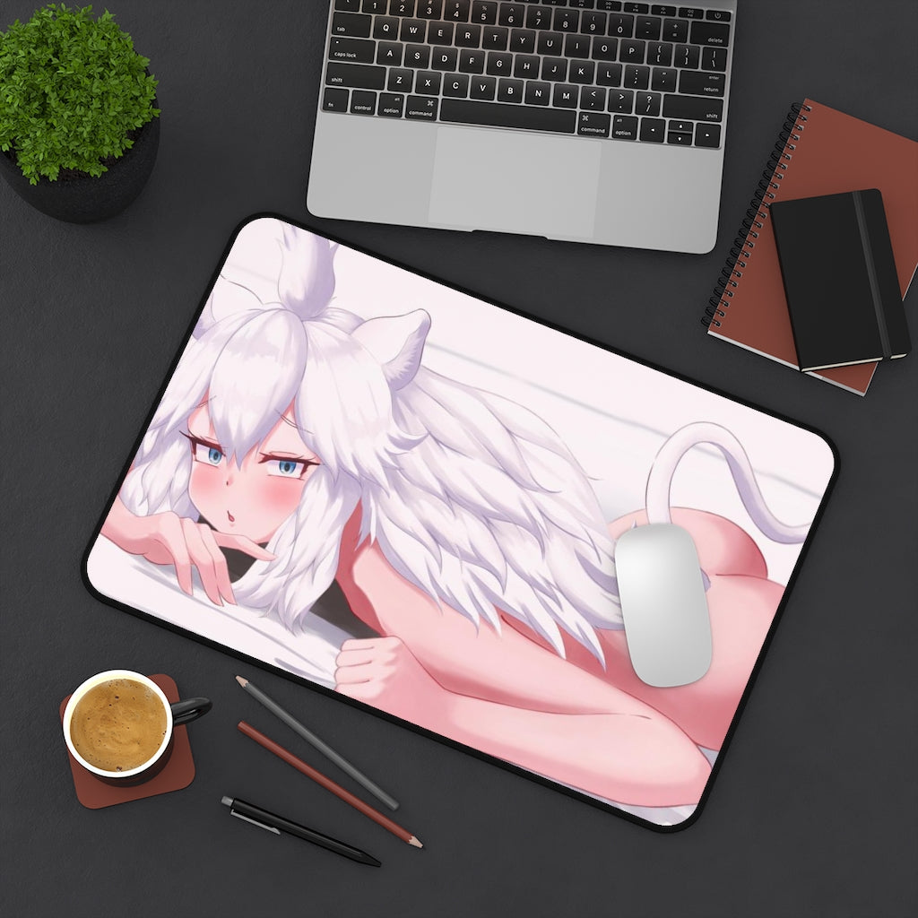 Nude White Lion Kemono Friends Desk Mat - Non Slip Mousepad