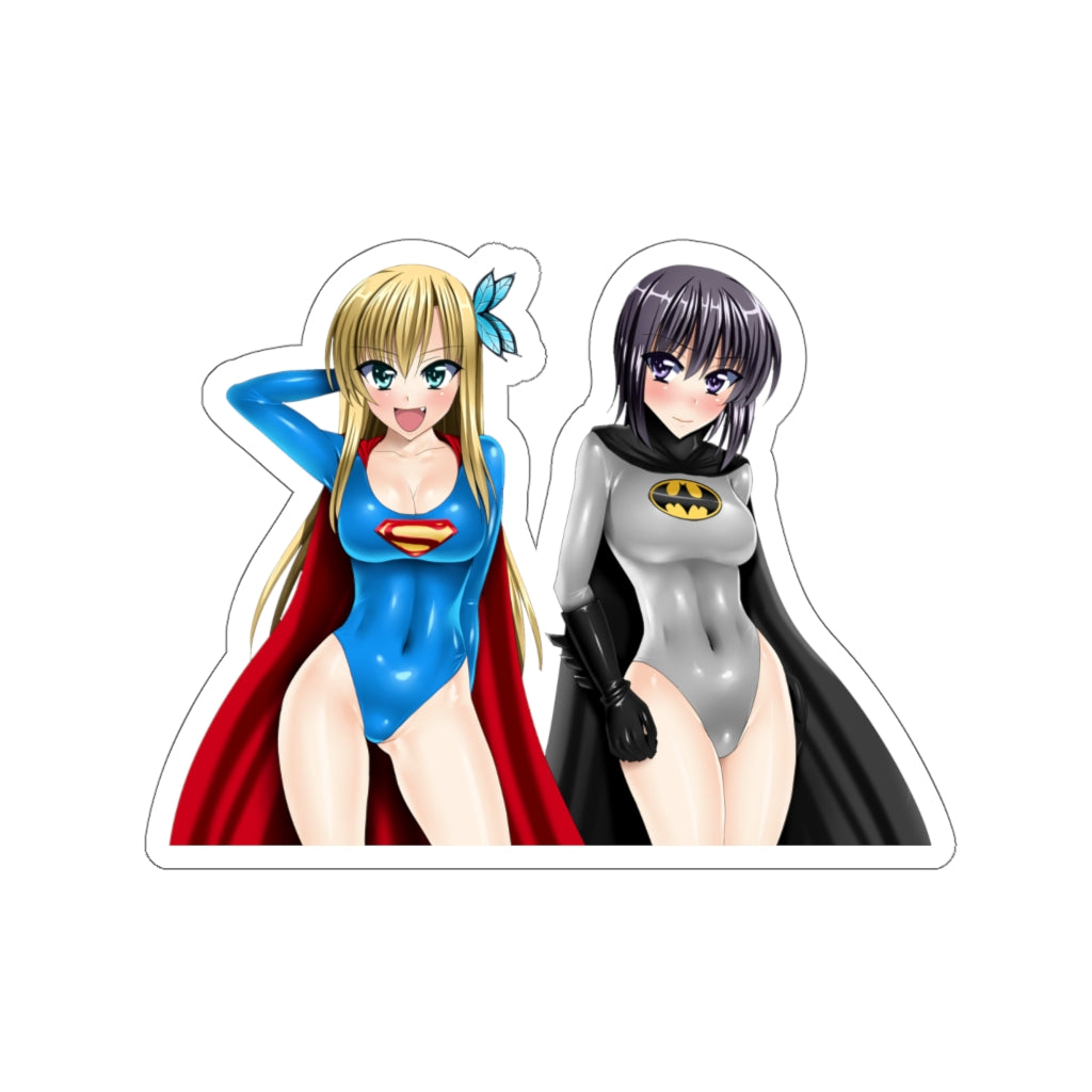 Super and Bat Waifus Waterproof Sticker - Ecchi Vinyl Decal