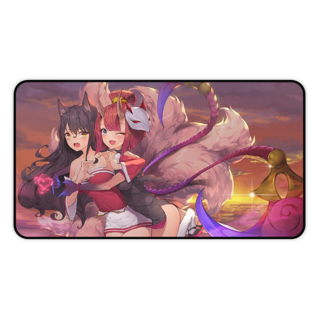 League of Legends Ahri And Evelynn Kawaii Mousepad - Ecchi Gaming Desk Mat - LoL Playmat