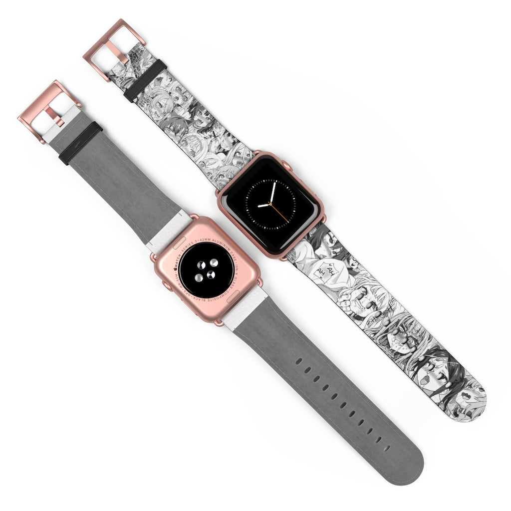 Apple Watch Band 38 mm and 42 mm - Ahegao Lewd Leather Apple Watch Band