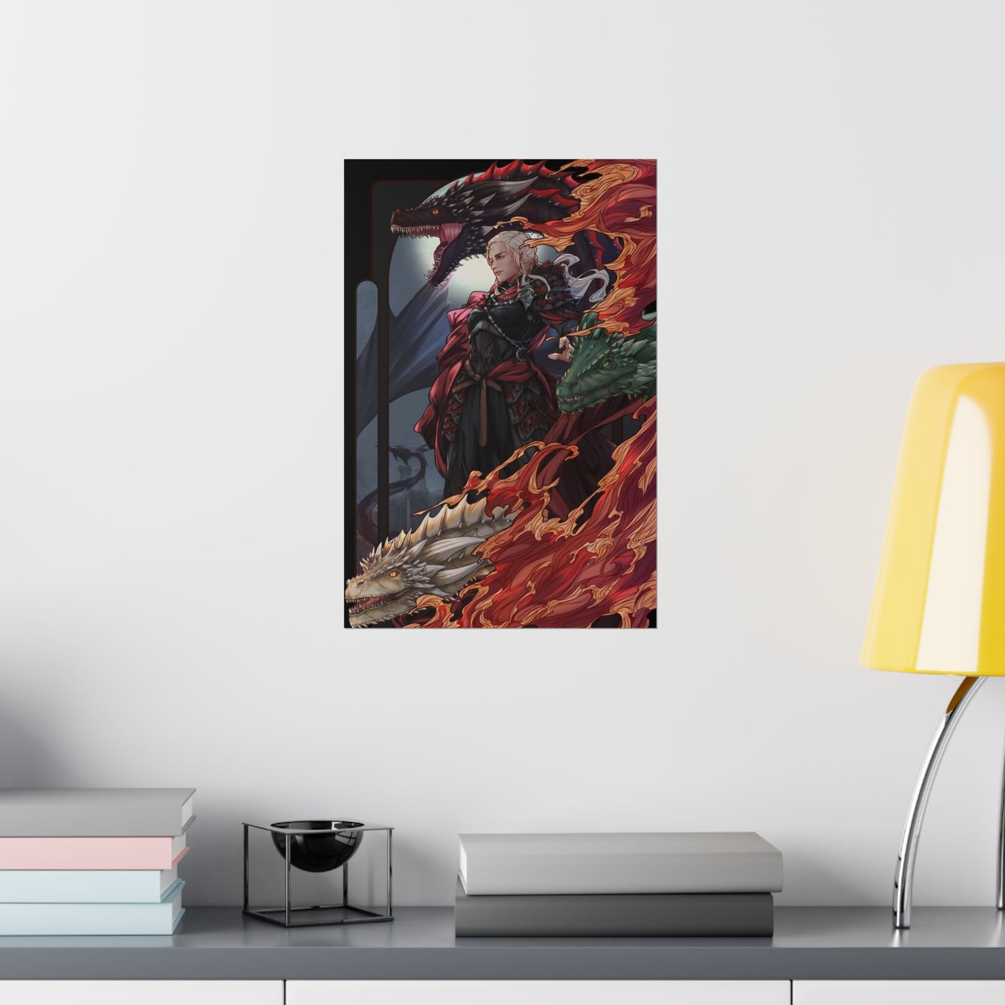 Daenerys and Dragons Poster - Game of Thrones Wall Art - A Song of Ice and Fire Premium Matte Vertical Poster