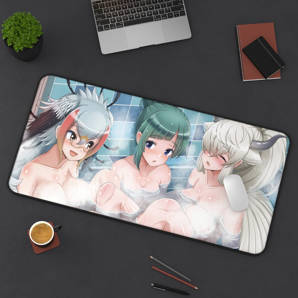 Yak and Secretarybird Kemono Friends Nude Bath Mousepad - Gaming Playmat