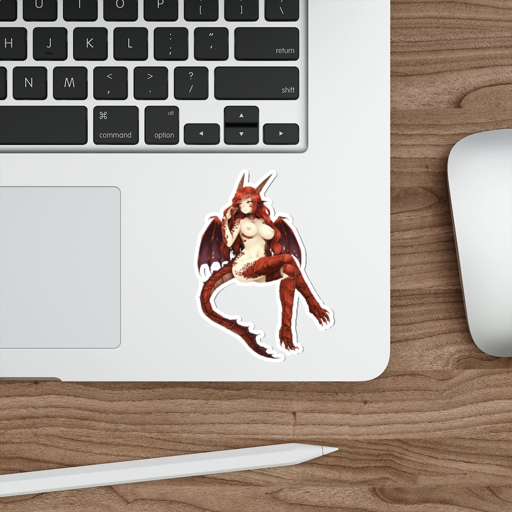 Dungeons and Dragons Nude Female Anthro Red Dragon Waterproof Sticker -  Ecchi Vinyl Decal