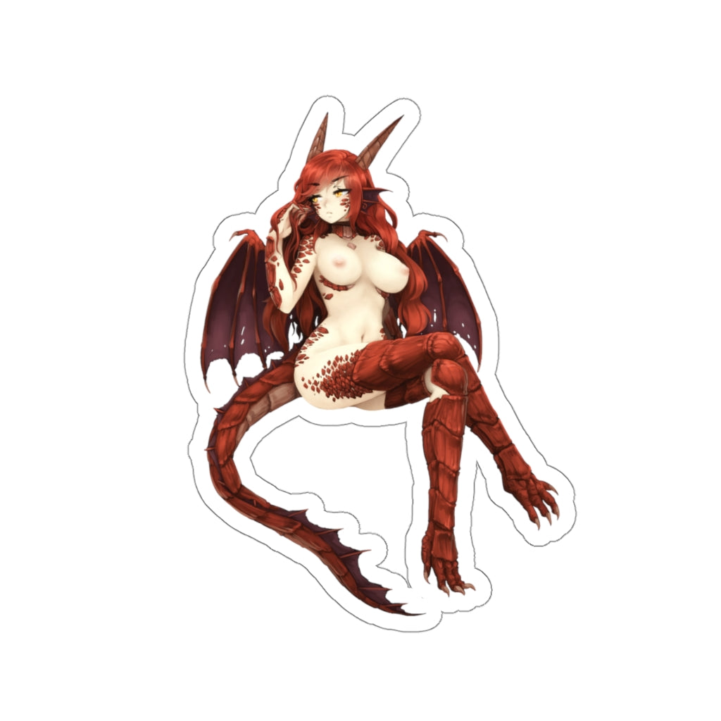 Dungeons and Dragons Nude Female Anthro Red Dragon Waterproof Sticker -  Ecchi Vinyl Decal