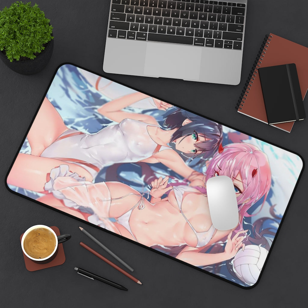 Bikini Zero Two and Ichigo Darling In The Franxx Desk Mat - Non Slip Mousepad