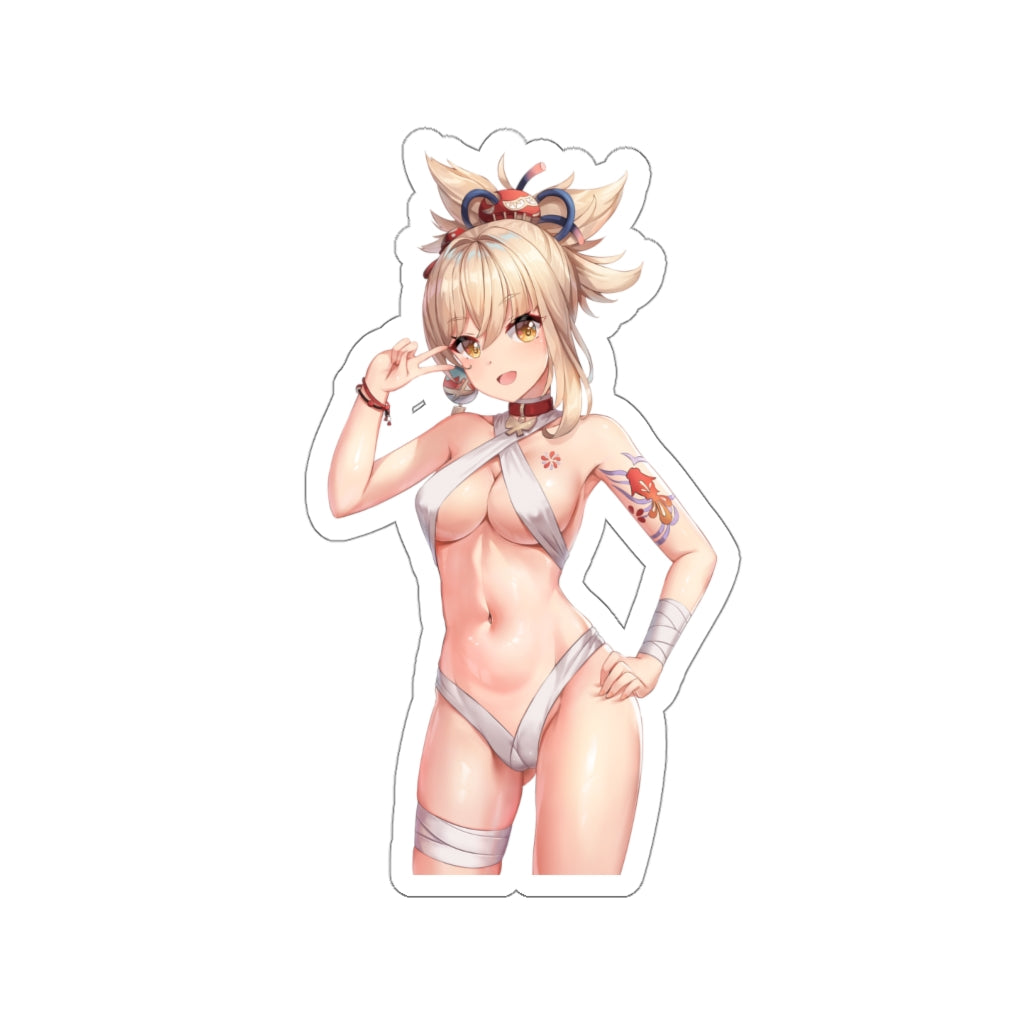 Autocollant imperméable à l'eau de bandages sexy Yoimiya Genshin Impact - Autocollant en vinyle Ecchi