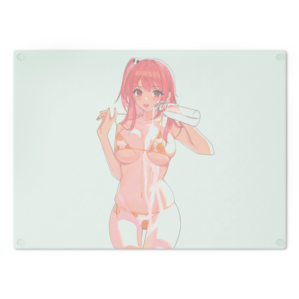 Glass Cutting Board - Charcuterie and Cheese Board - Milk Spilling Busty Honoka - Dead or Alive Cutting Board