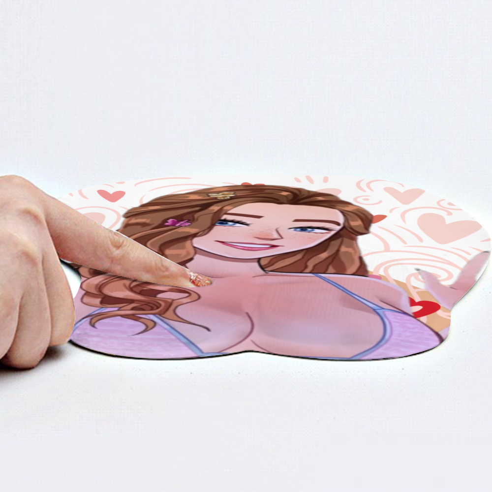 TheNicoleT Oppai Mousepad with Silicone Wrist Support - Hearts