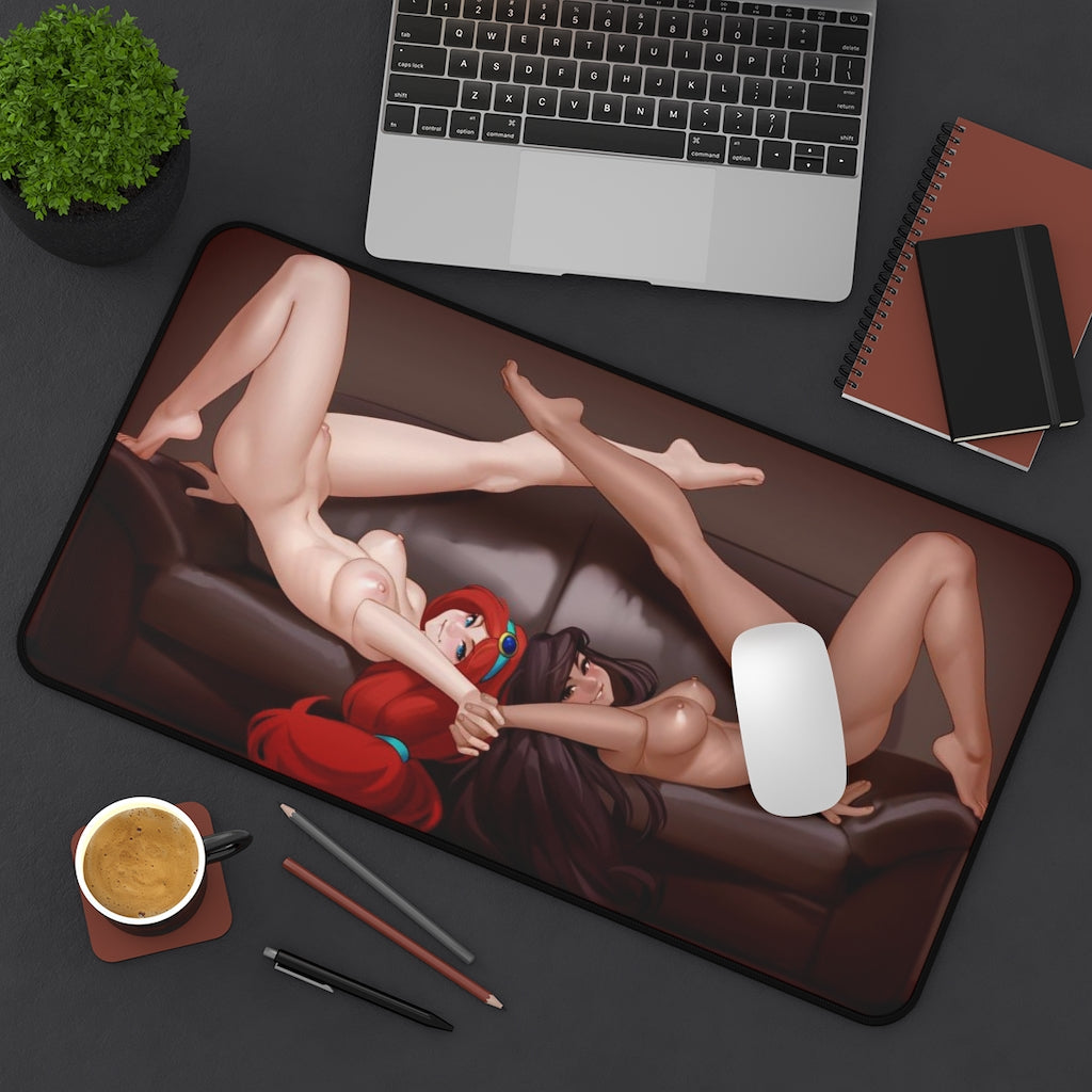 Ariel and Jasmine Disney Hentai Desk Mat - Non Slip Mousepad