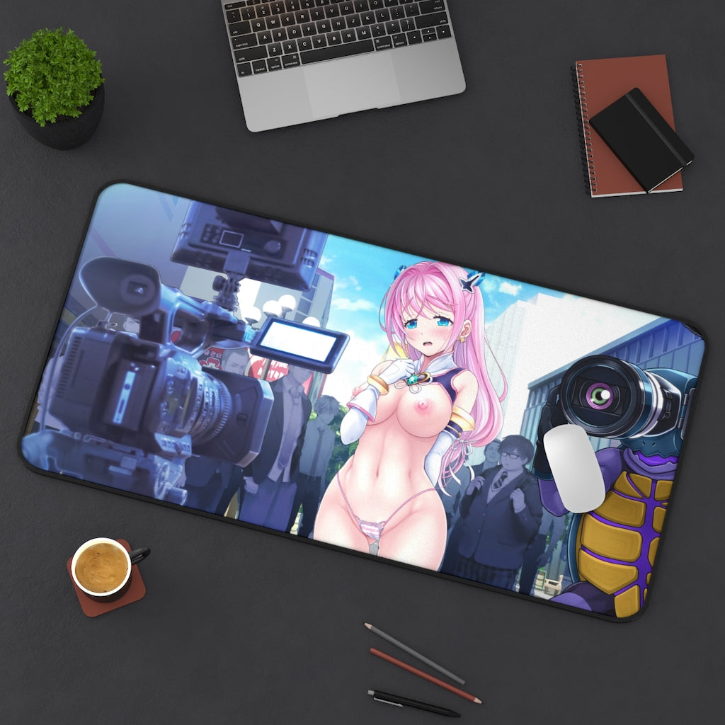 Aigan Tenshi Cheery Pink Nude Cameras Desk Mat - Non Slip Mousepad