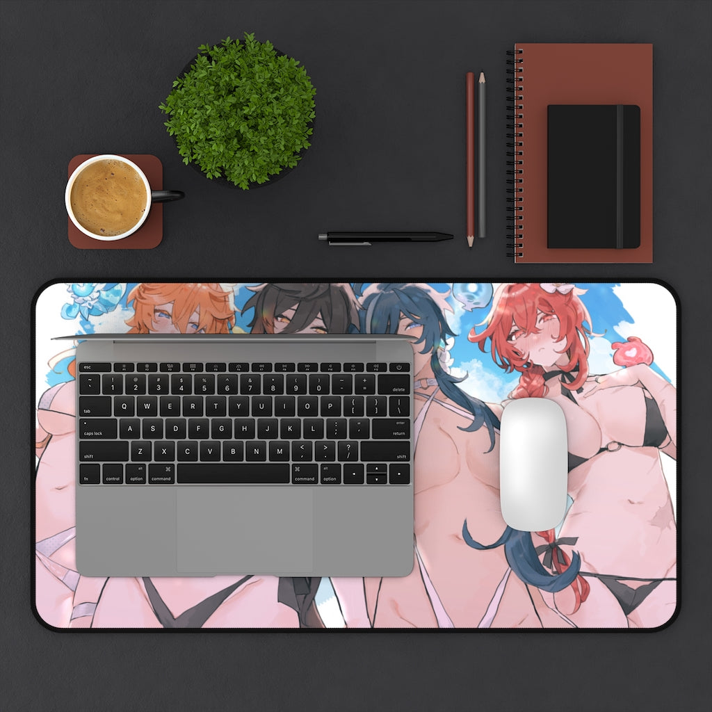 Genshin Impact Ecchi Desk Mat | Male Cast Gender Swap | Large Gaming Mousepad - MTG Playmat