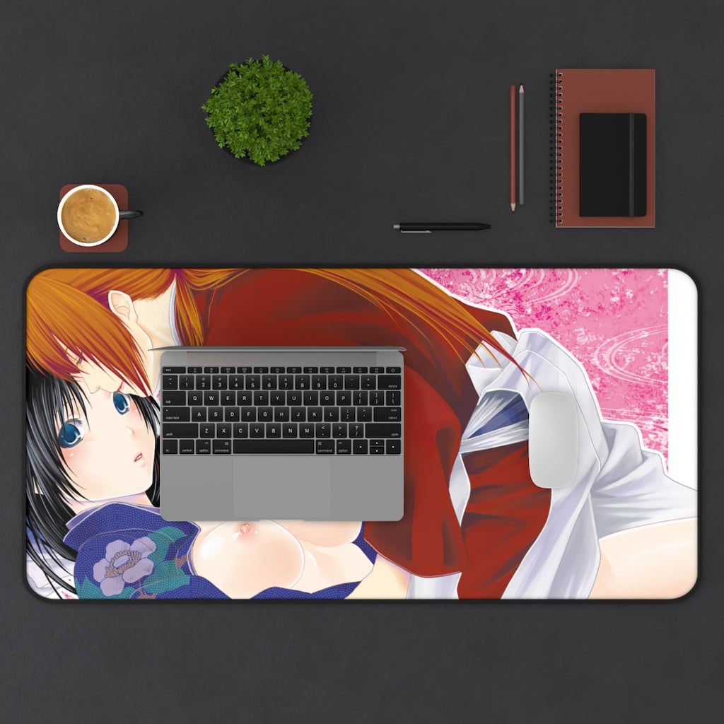 Rurouni Kenshin and Nude Tits Kaoru Desk Mat - Lewd Mousepad - Sexy Anime Girl Playmat