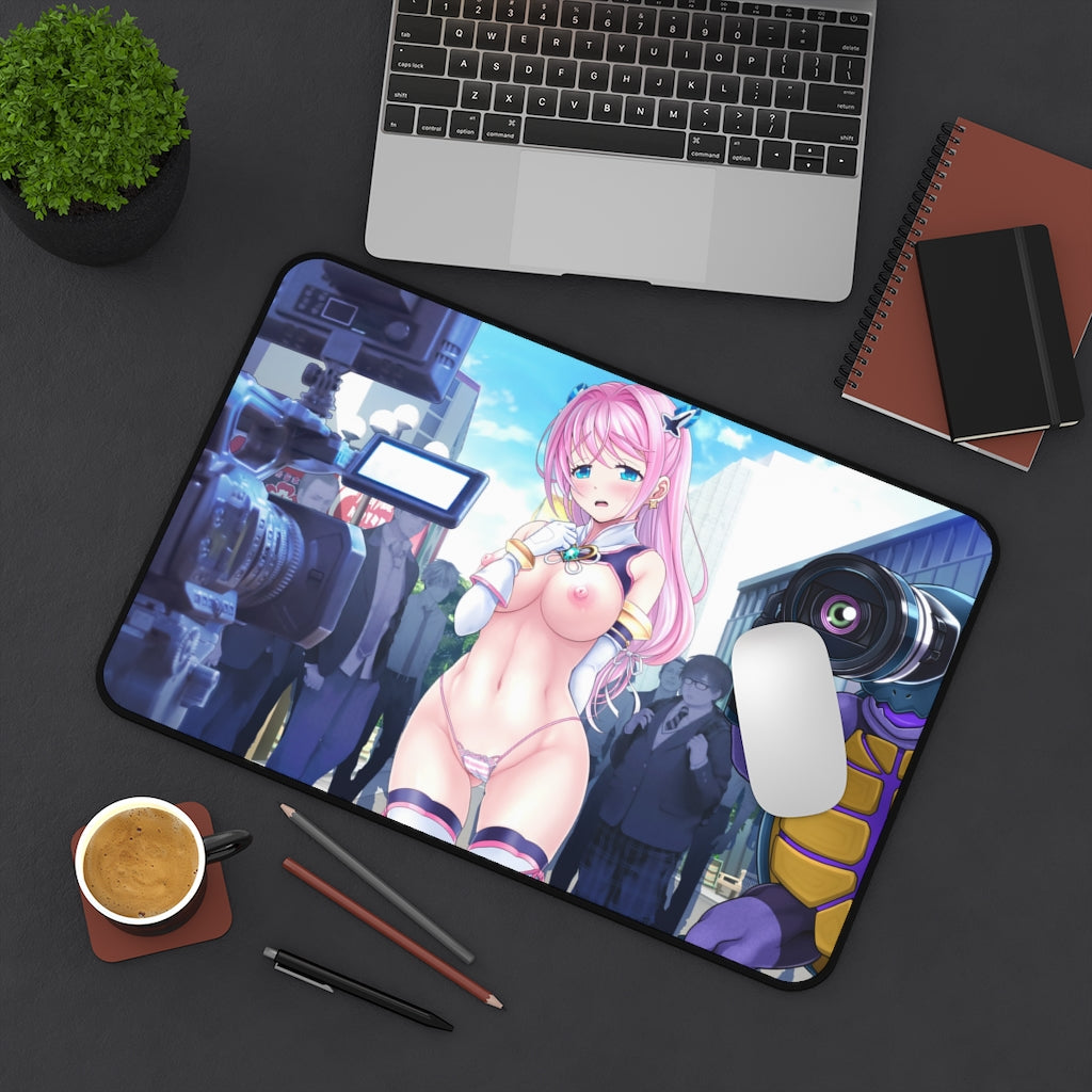 Aigan Tenshi Cheery Pink Nude Cameras Desk Mat - Non Slip Mousepad